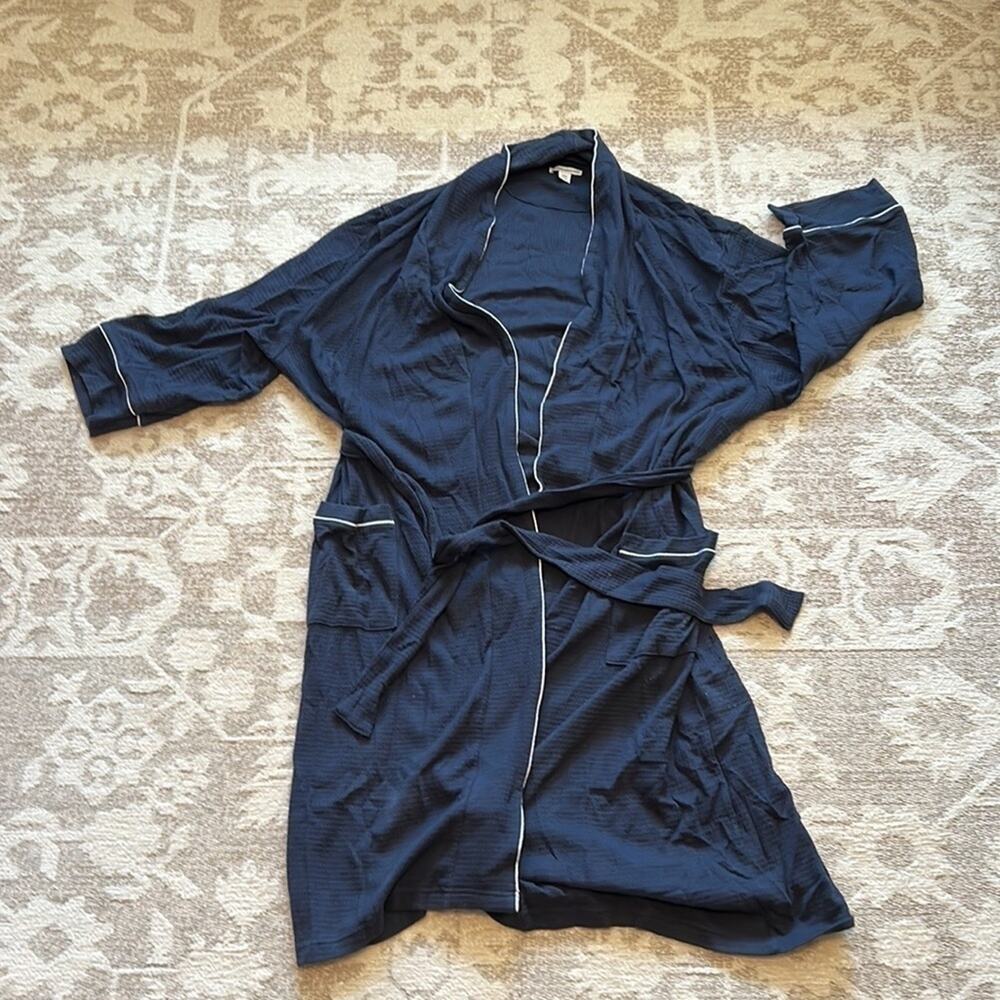 AMAZON Essentials Men’s Navy Blue Bath Robe Size M/L - Picture 4 of 5